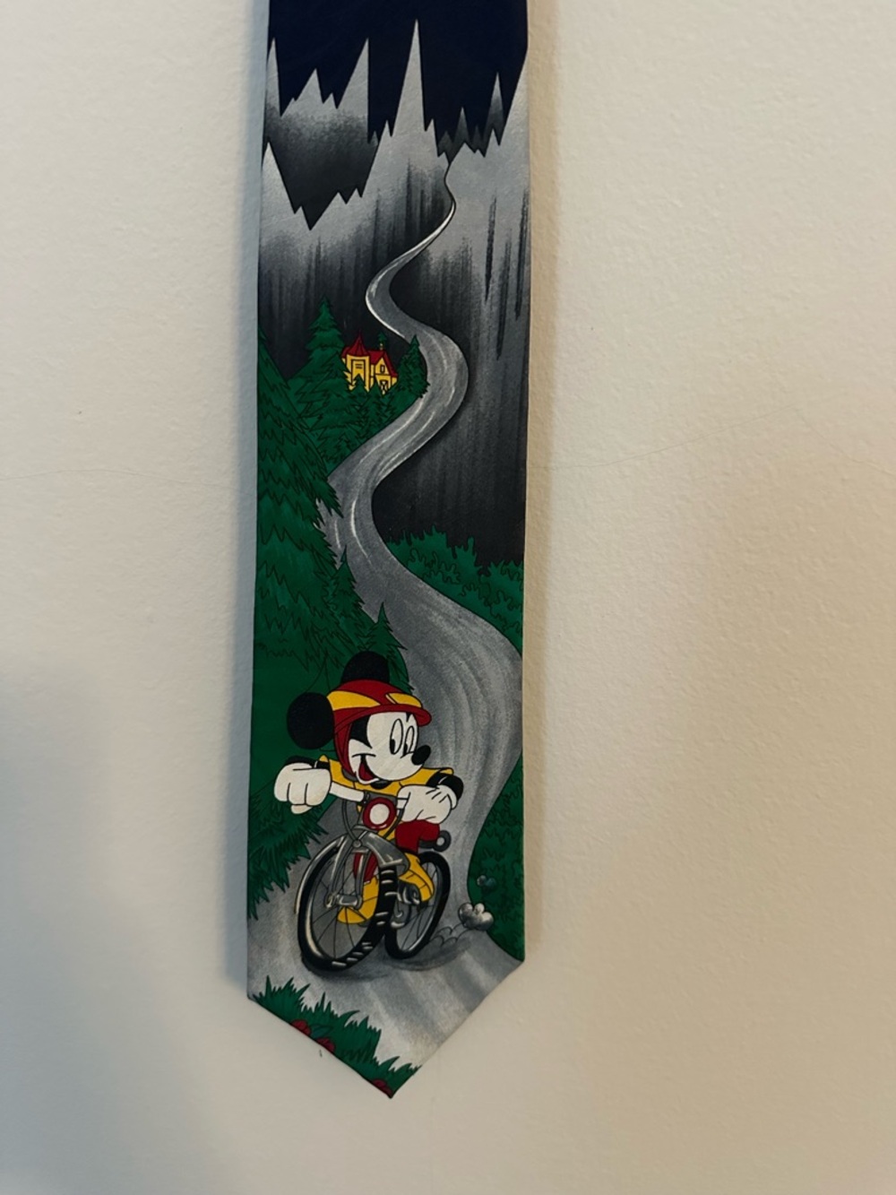 Vintage Disney Mickey & Co. Balancine Necktie Tie Mickey Mouse Bicycle